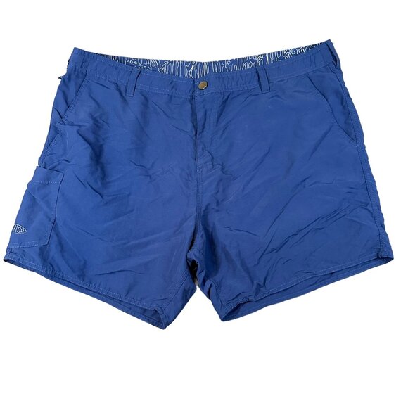 Aftco Mens 38 Navy Blue Nylon Cargo Fishing Shorts‎ Pockets Drawstring - Picture 1 of 11